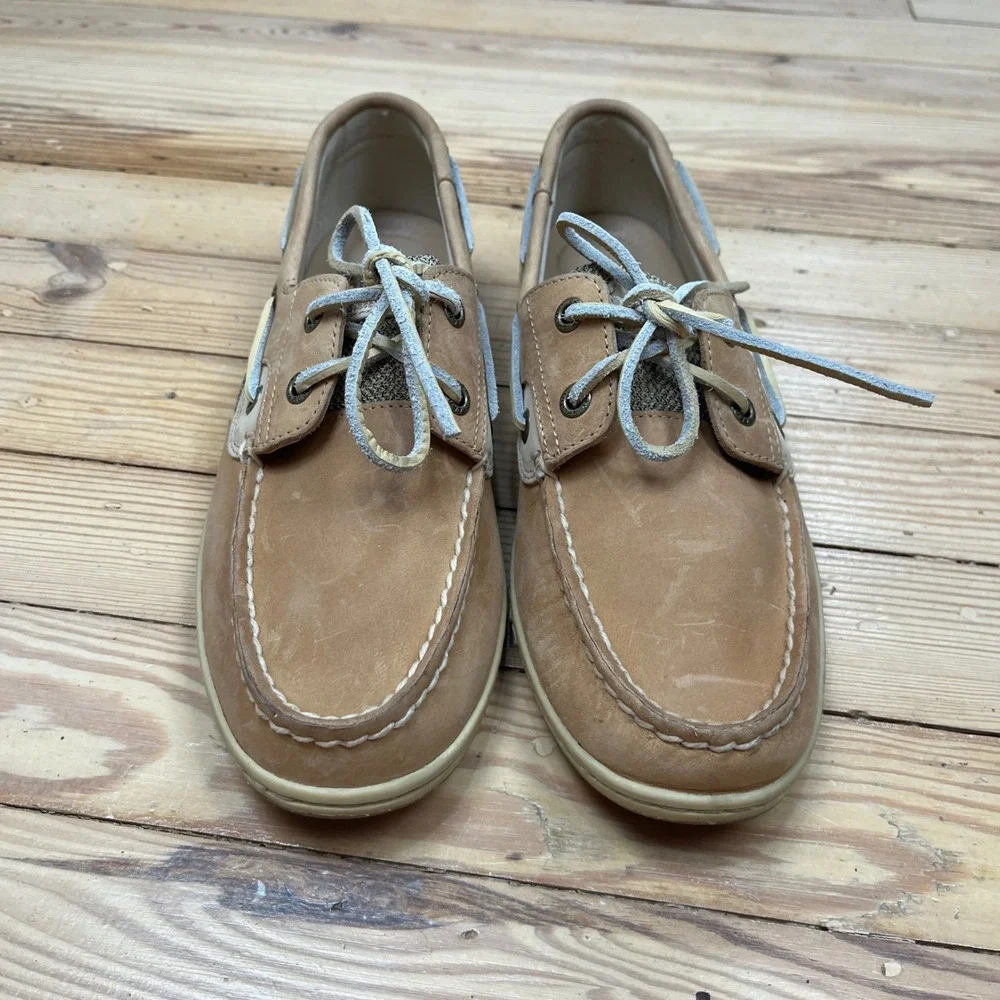 Sperry Top-Sider Womens Tan Leather Mesh Boat Shoes STS95589 Size 8.5 S casual